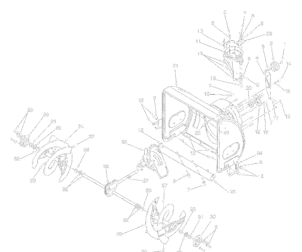 Blower Housing Diagram and Parts List for 31AE644E129 1999 Yard Machines Snow Blower